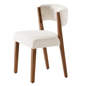 AMERLIFE Upholstered Dining Chairs, Mid-Century Modern Fabric Chairs with Curved Backrest and Pine Wood Legs - 1 of 4
