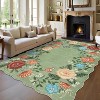 9x12 Green Area Rug, Machine Washable Non-Slip Modern Floral Low-Pile Carpet, Stain-Resistant No-Shedding Easy-Clean for Living Room - 4 of 4