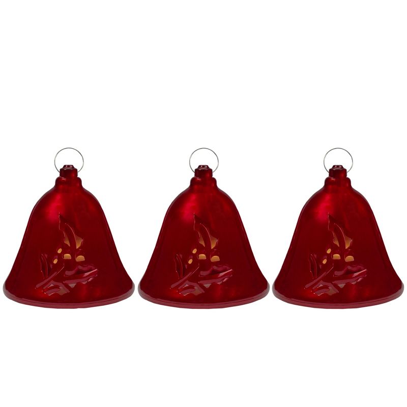 Northlight Set of 3 Musical Lighted Red Bells Christmas Decorations, 6.5", 1 of 6