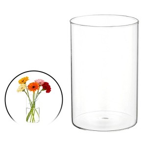 Unique Bargains Glass Bouquet Floating Candle Decorative Cylinder Vase Clear - 1 of 4