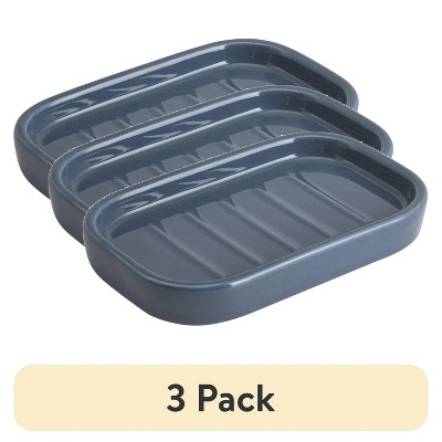 LunaLulinlk (3 pack) Basic Ceramic Soap Dish Washed Indigo Navy Blue