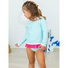 RuffleButts Girls UPF50+ Seersucker Long Sleeve Rash Guard Bikini - 3 of 4
