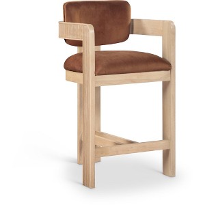 Meridian Furniture,Sacha Cognac Velvet Stool - 1 of 4