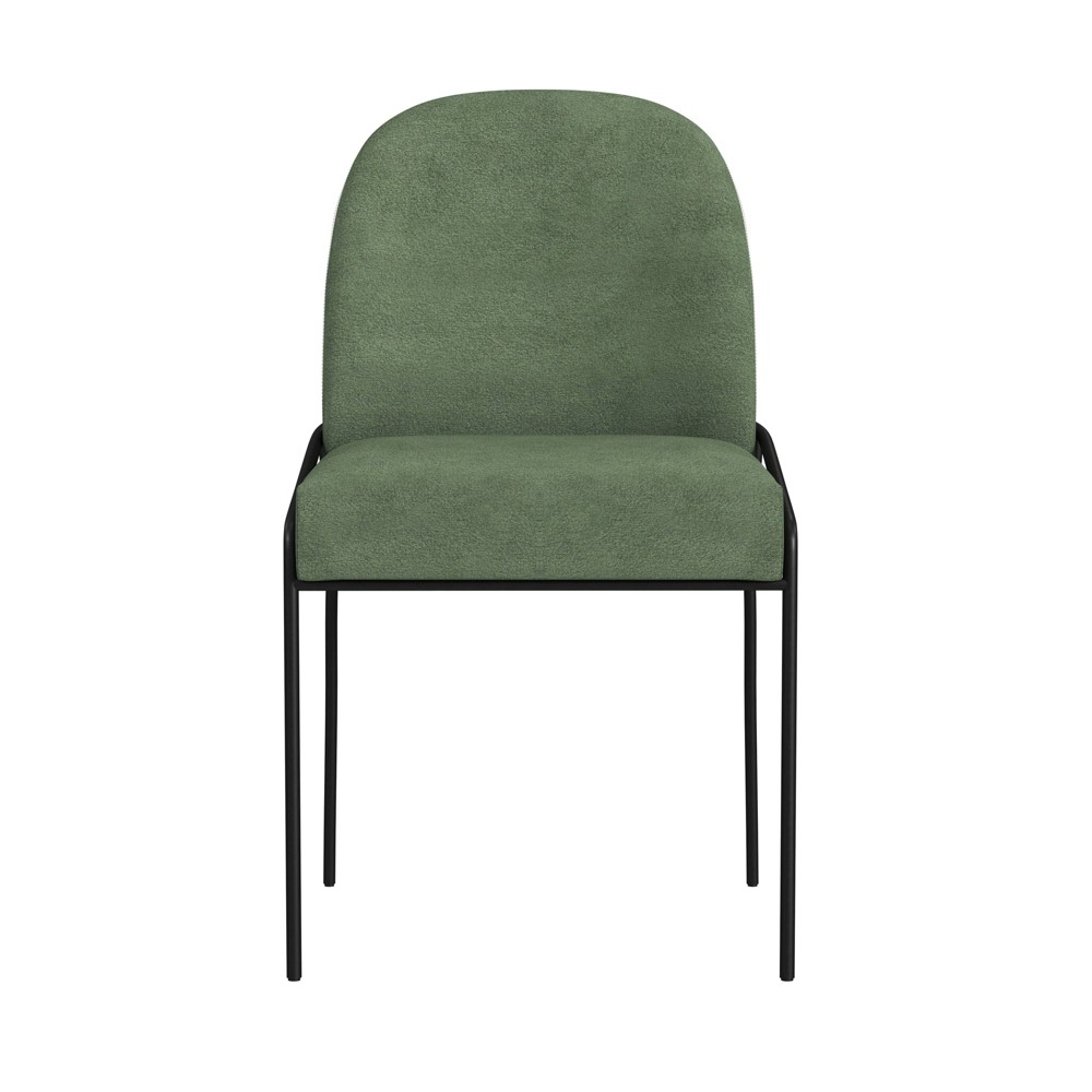 Photos - Chair Modern Metal Dining  Loden Green Velvet - HomePop