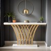 Hommoo 59 " Console Table with Geometric Metal Base White - 2 of 4