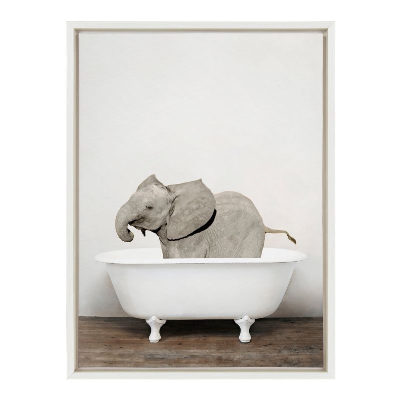 18&#34; x 24&#34; Sylvie Baby Elephant The Tub Color Frame Canvas by Amy Peterson White - Kate &#38; Laurel All Things Decor, 2 of 7