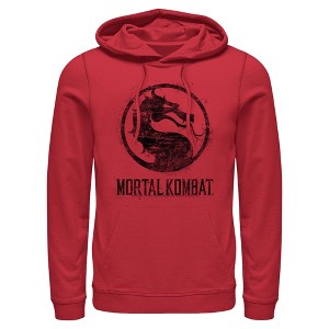 Men's Mortal Kombat Distressed Simple Logo Pull Over Hoodie - 1 of 4