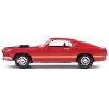 1969 Ford Mustang Mach 1 Calypso Coral Red with Black Hood and Yellow Stripes 1/43 Diecast Model Car by IXO Models - 2 of 4