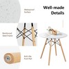 Tangkula 3 Pieces Dining Table Set Modern Round Table & 2 Chairs w/ Wood Leg White - 4 of 4