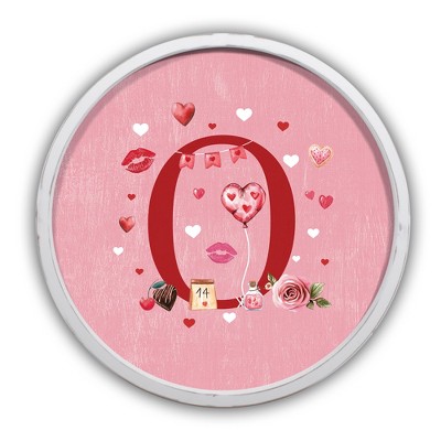 Creative Products Valentine Things Monogram Round White Framed Print