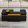 Lift-Top Coffee Table with 4 Storage Stools, Multi-Functional Adjustable Coffee Table, Coffee Table with High Gloss MDF Finish-Coolbibila - 3 of 4