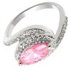 Slickblue Stylish Sterling Silver Women's Ring with Rose CZ, Halo Marquise Design, Perfect for Engagement, Size 5-10 - 3 of 3