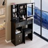 Makeup Vanity Desk with Mirror and Light, Makeup Vanity Table with Stool, Dressing Table with Drawers Open Storage for Bedroom Small Space - 3 of 4