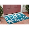 HomeRoots 18" X 30" Aqua Blue and White Coir Snowflake Welcome Outdoor Winter Door Mat - 2 of 4