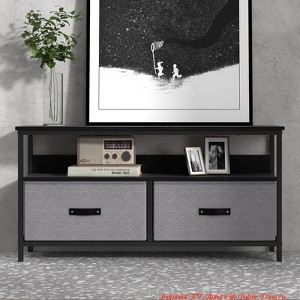 Living Room TV Stand w/ 2 Fabric Drawers, TV Cabinet for 55 Inch TV, Modern Living Room Storage TV Stand, Entertainment Center w/ Open Space, Ideal - 1 of 4