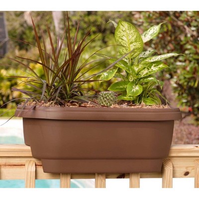 Bloem 24" Chocolate Resin Rectangular Deck Rail Planter
