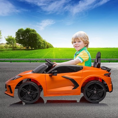 Blue 12V Licensed Corvette Kids Ride On Car With Remote Control LED Lights MP3 Player Sports Electric Vehicle Blue