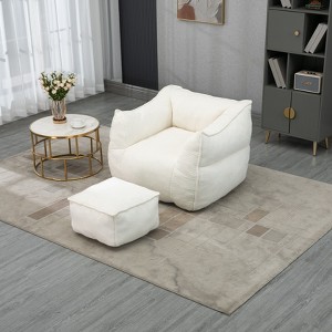 CAVINAS Faux Fur Bean Bag Chair with Footstool,Lazy Floor Sofa Chair with High Resilience Memory Foam,Cozy Lounge Chair for Living Room - 1 of 4
