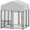 PawHut Outdoor Dog Kennel, Welded Wire Dog Run with 360° Rotating & 4 Levels Adjustable Bowls, Waterproof & UV Resistant Cover, 3.9' x 3.9' x 4.5' - 4 of 4
