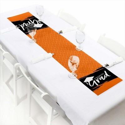 Big Dot of Happiness Orange Grad - Best is Yet to Come - Petite Orange Graduation Party Paper Table Runner - 12 x 60 inches
