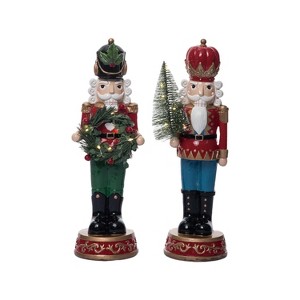 Transpac Medium Resin Light Up Nutcracker w/Sisal Detail Set of 2 Christmas Home Decorations - 1 of 1