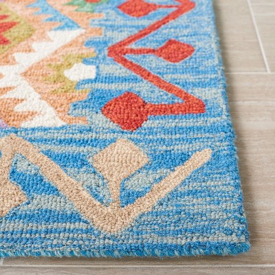 Handmade Light Blue Tufted Wool Area Rug 59" x 84"