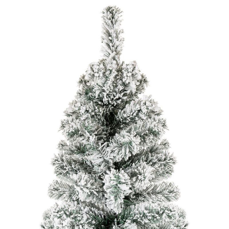 Best Choice Products Snow Flocked Artificial Pencil Christmas Tree Holiday Decoration w/ Metal Stand, 4 of 13