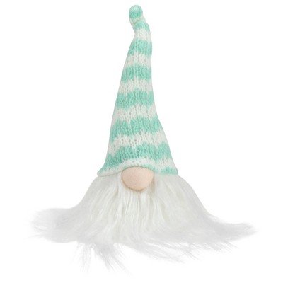 Northlight 7.5" Aqua Blue and White Striped Hat Spring Gnome