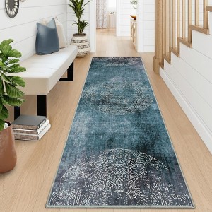 Washable Rug Ombre Rug Medallion Rug with Non Slip Backing - 1 of 4