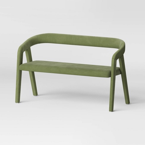 Lana Curved Back Upholstered Dining Bench Olive Green Velvet