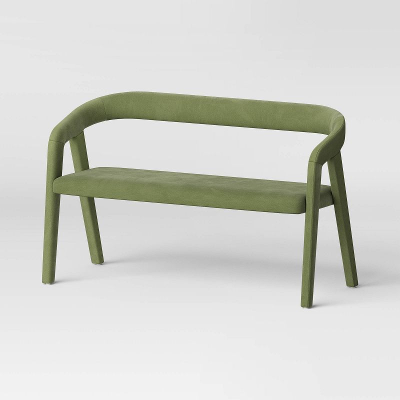 Lana Curved Back Upholstered Dining Bench Olive Green Velvet - Threshold&#8482;, 1 of 7