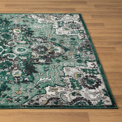Green Moroccan Medallion 6' x 9' Synthetic Area Rug