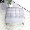 Sapphtopaz Square Ottoman with Linen Tufted Upholstered Versatile Foot Stool with Wood Legs Entryway Shoe Bench for Living Room, Entryway - 3 of 4