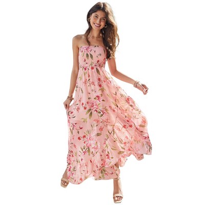 VENUS Womens Strapless Ruffle Maxi