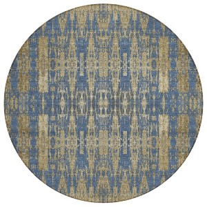 Blue Taupe And Beige Moroccan Washable Indoor Outdoor Area Rug - 1 of 4