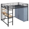 TiramisuBest Twin Size Loft Metal Bed with Desk,Shelves,Power Outlet,LED Light and Wardrobe - 3 of 4