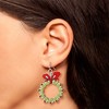 Dr Seuss Grinch Christmas Wreath Dangle Earrings - 2 of 4