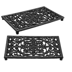 Itopfox 2Pcs Rectangle Cast Iron Trivet - Heat Resistant for Hot Dish Pot Pan Plate Teapot Rustic Hot Dish Holder for Kitchen Dining Table Countertop - 1 of 4