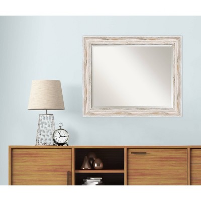 Alexandria Full Length Beveled Wall Mirror with White Wash Wood Frame