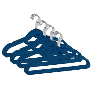 Trio Home Heavy Duty Rubber Hanger with Cascade Hook and Tie Bar,360 Degree Rotatable Hook (20 PACK)  - Navy - 1 of 4