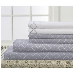 Revina Embroidered Microfiber Sheet Set (Full) Gray - Elite Home Products