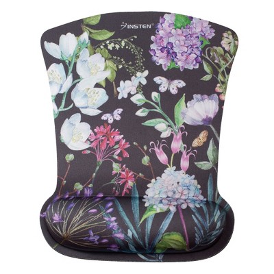 Insten Floral Mouse Pad with Wrist Support Rest, Ergonomic Support, Pain Relief Memory Foam, Non-Slip Rubber Base, Trapezoid L