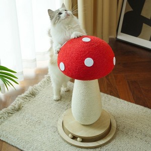 Vertical cat tree, mushroom-shaped cat tree, cat scratching post,equipped with a stable base and durable sisal rope cat scratching board. - 1 of 4