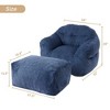 Whizmax Bean Bag Chair with Ottoman, 37.5 Lbs High-Density Foam Filling Beanbag Sofa with Armrests,Corduroy Floor Sofa,Giant Lazy Sofa with Foot Rest - 2 of 4