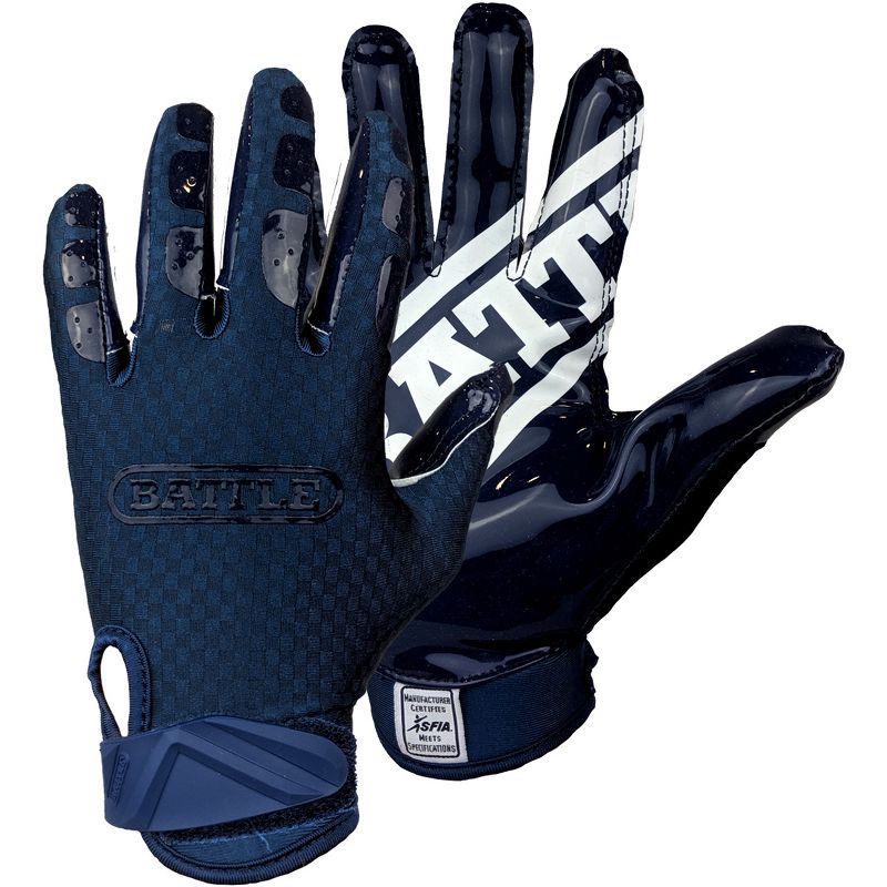 Battle Sports Youth TripleThreat UltraTack Football Gloves - Navy, 1 of 3