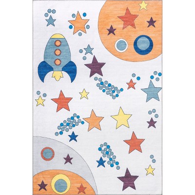 Nuloom Leonie Outer Space Pet Friendly Machine Washable Kids Area Rug, 3' 3" x 5', Multicolor