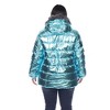 Plus Size Metallic Puffer Coat with Hoodie - White Mark - 3 of 4
