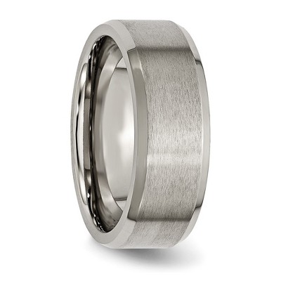 Chisel Titanium Brushed and Polished 8mm Beveled Edge Band Ring