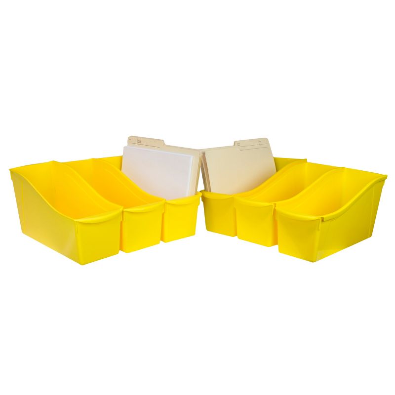 Storex Large Book Bin, Yellow, Pack of 6, 2 of 3