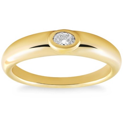Pompeii3 Oval Diamond 14k Yellow Gold Stackable Dome Polished Band Bezel Ring Lab Created